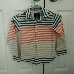 Boys Nautica Striped Shirt Size 7 Orange and Blue